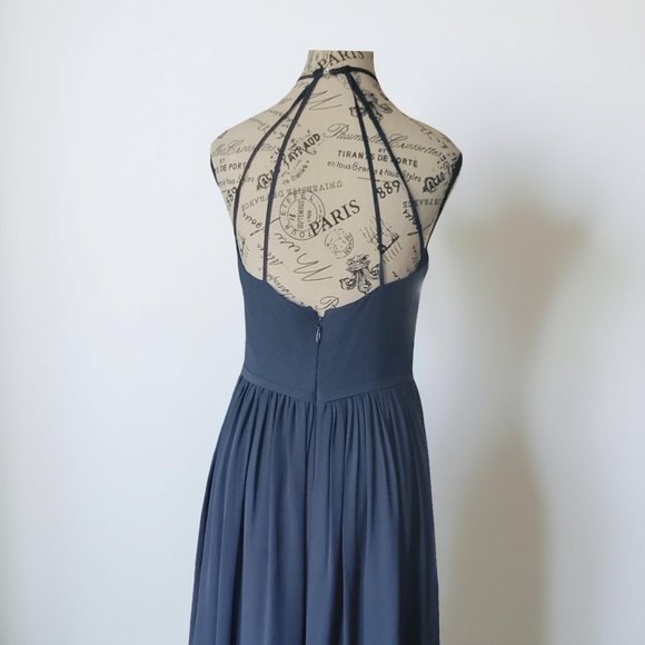 Azazie Blue Halter Maxi Dress for Prom - Picture 7 of 9